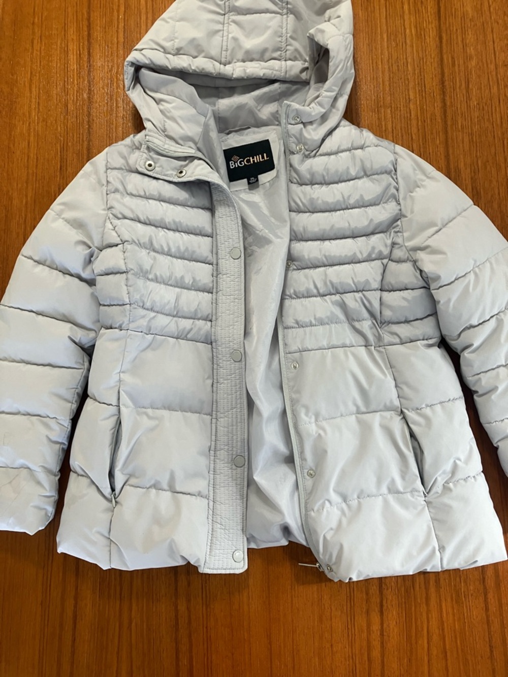 Big Chill Kids Hooded Puffer Jacket in Light Gray